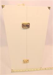 VINTAGE WOOD TRUNK WHITE CHOCK FULL LABELED AG CLOTHES ACCES